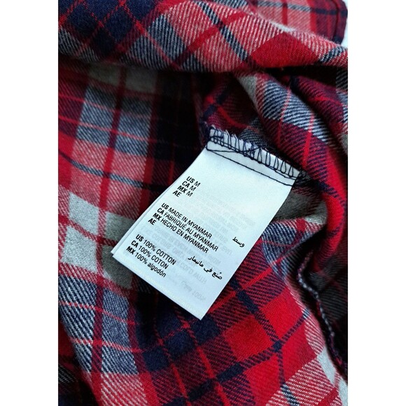 Club Room Men's Medium Flannel Shirt Lumberjack Red Blue Buffalo Check Plaid - Picture 6 of 9